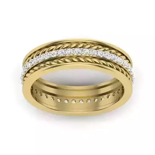 Band 3dm Render details braided gold wedding with diamonds