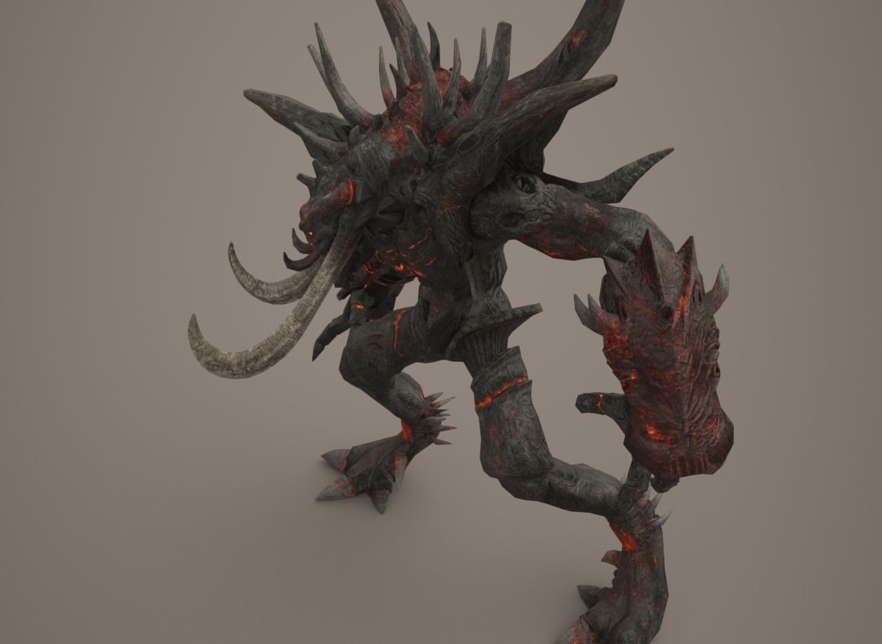 Fire Demon - Animated and Game Ready Low-poly 3D model_1