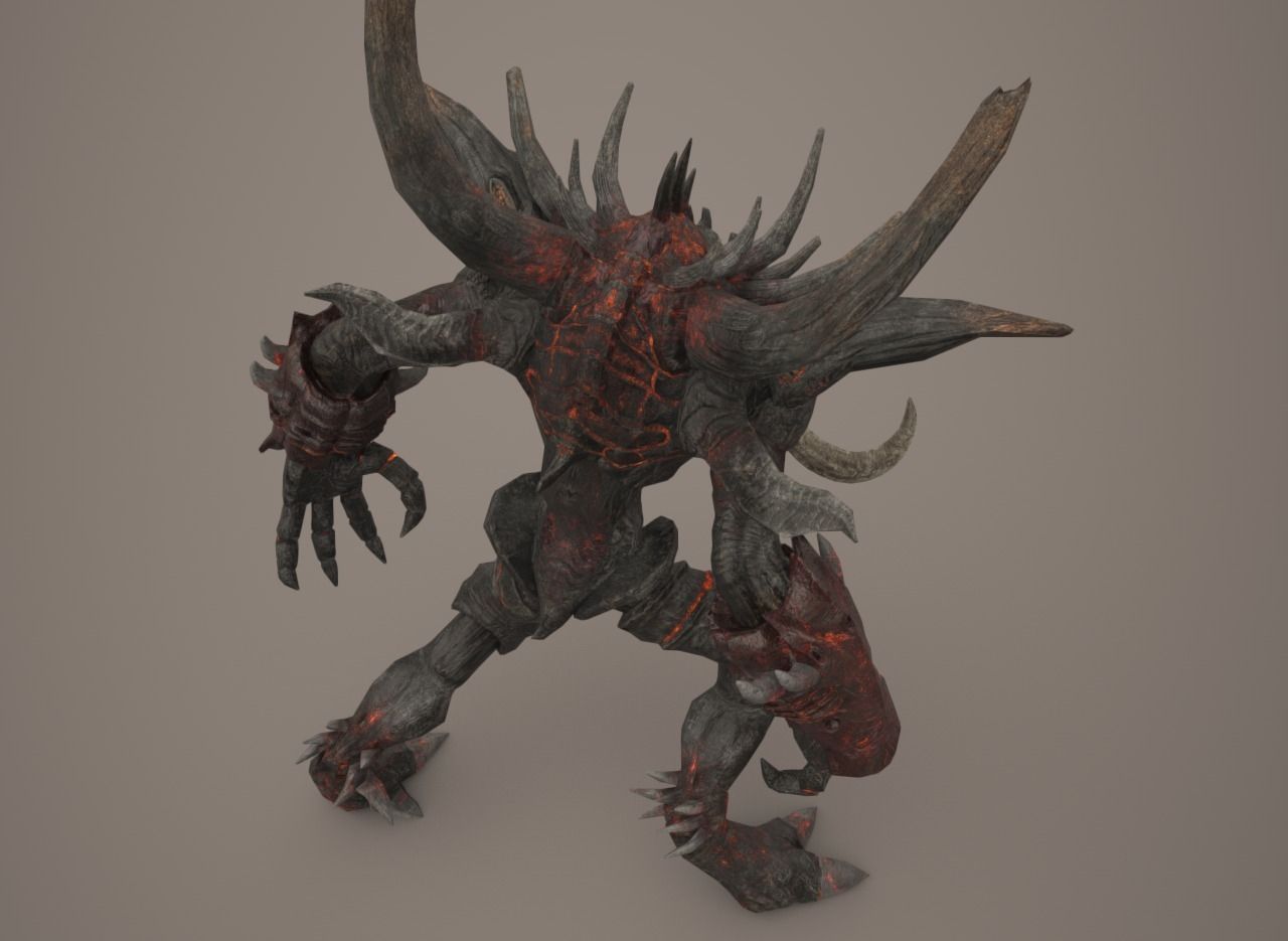 Fire Demon - Animated and Game Ready Low-poly 3D model_3