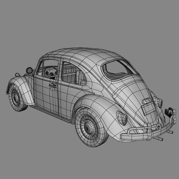 volkswagen beetle Low-poly 3D model_2