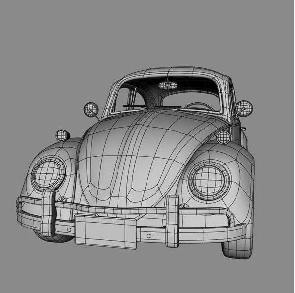 volkswagen beetle Low-poly 3D model_3
