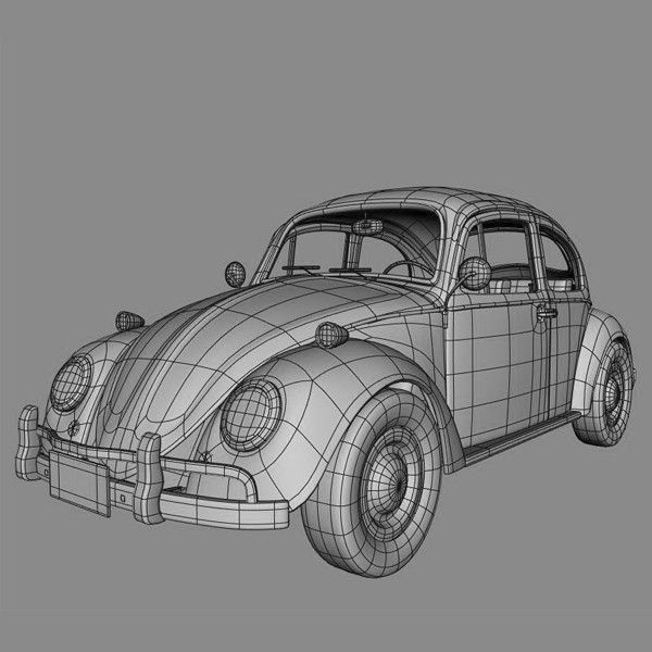 volkswagen beetle Low-poly 3D model_1