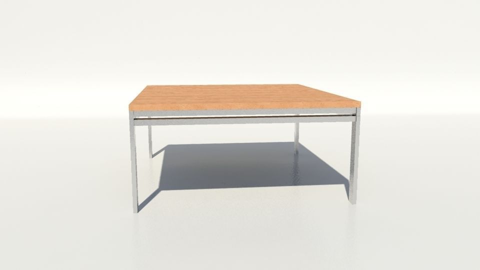Wood Iron table Low-poly 3D model_1