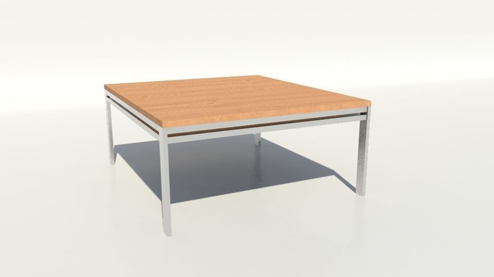 Wood Iron table Low-poly 3D model_0