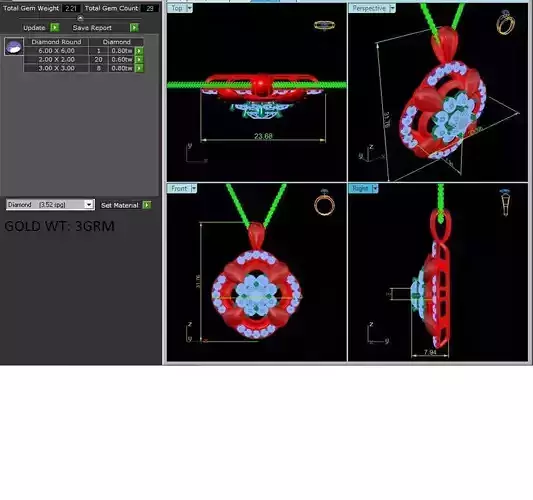 Solitaire women pendant 3dm render details 