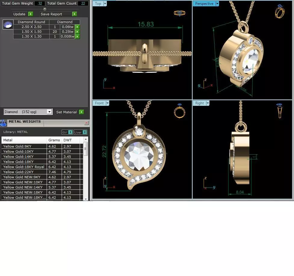 Women solitaire pendant 3dm render details  3D print model_0