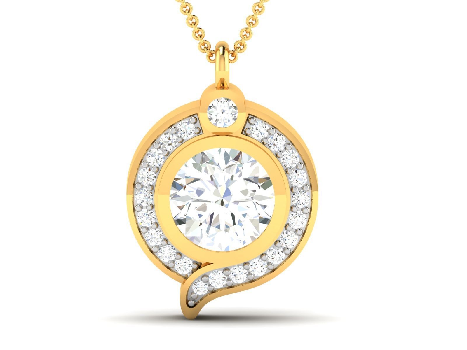 Women solitaire pendant 3dm render details  3D print model_13