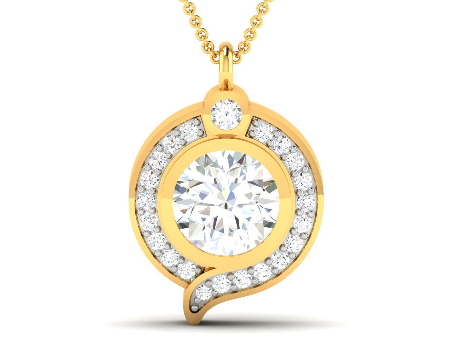 Women solitaire pendant 3dm render details  3D print model_3
