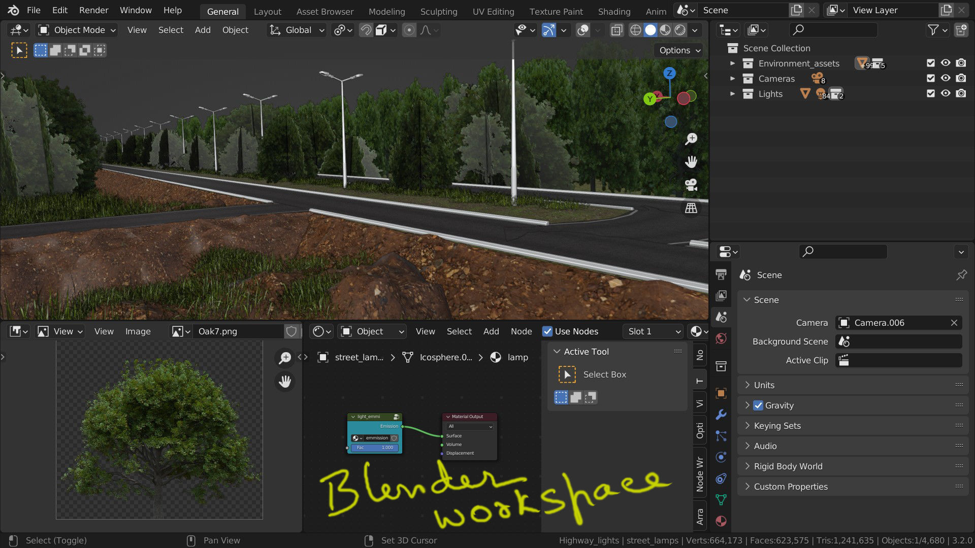 Forest Highway Road with Day-Night Simulation 3D model_25