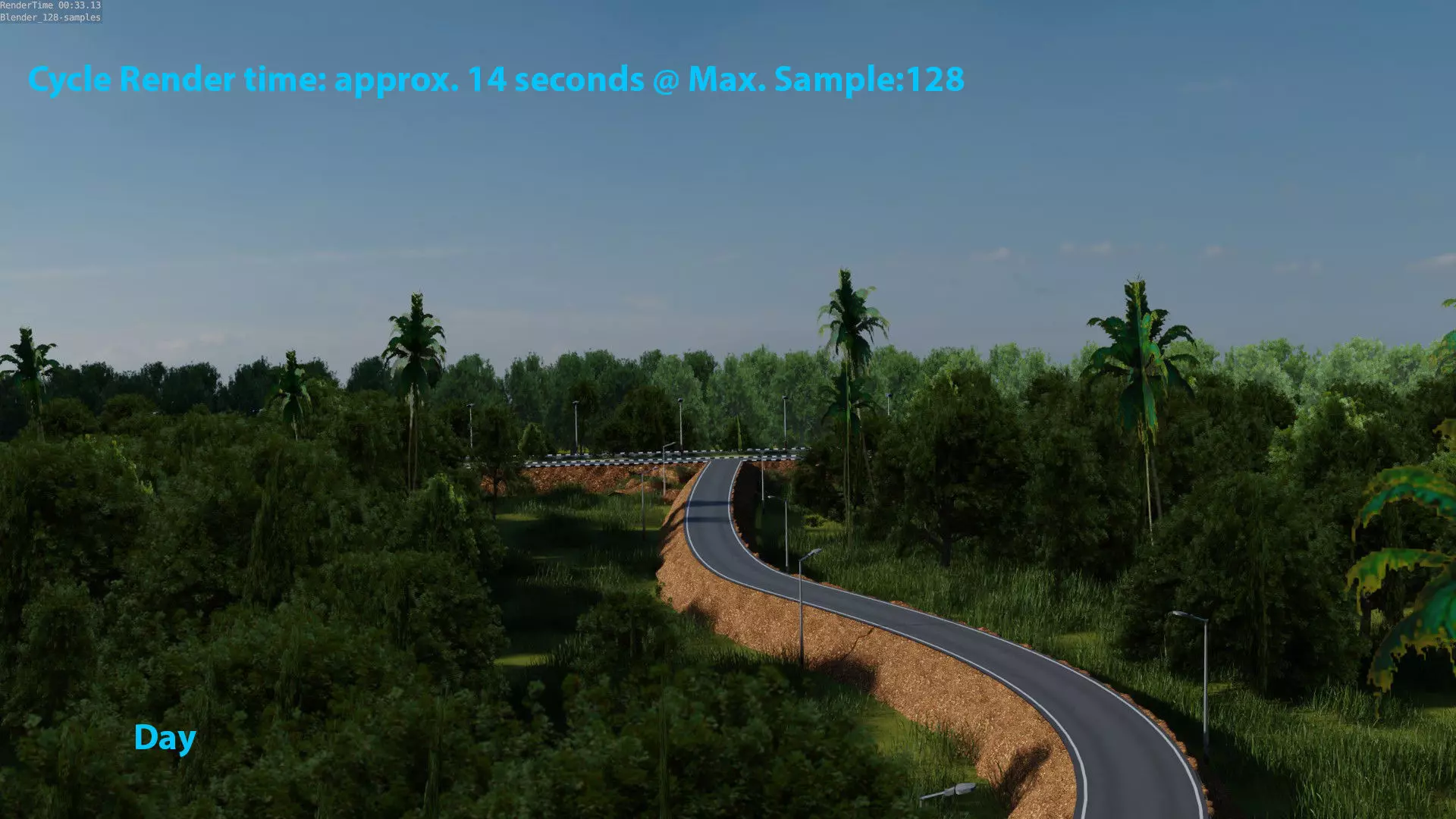 Forest Highway Road with Day-Night Simulation 3D model_0