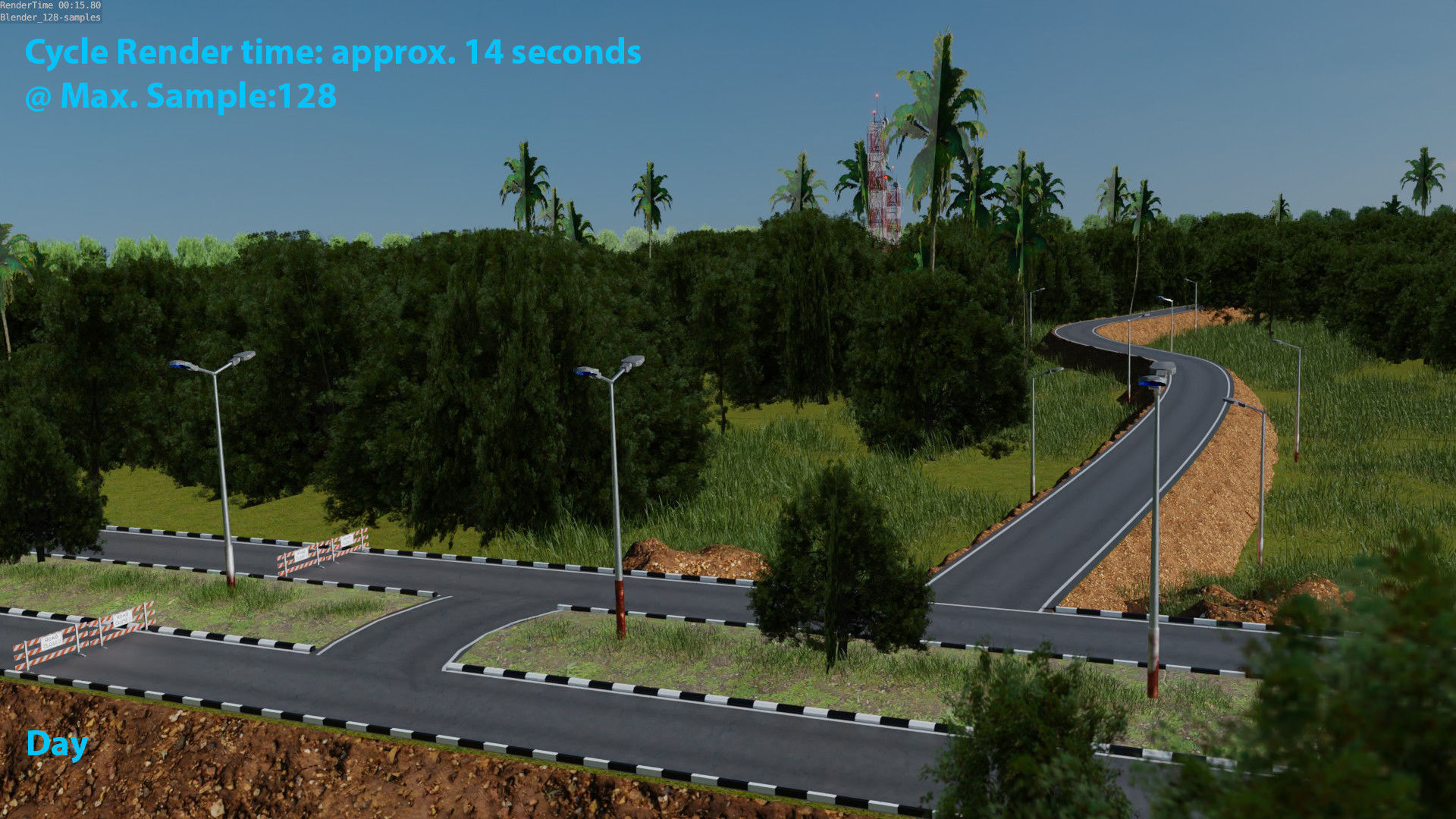 Forest Highway Road with Day-Night Simulation 3D model_6