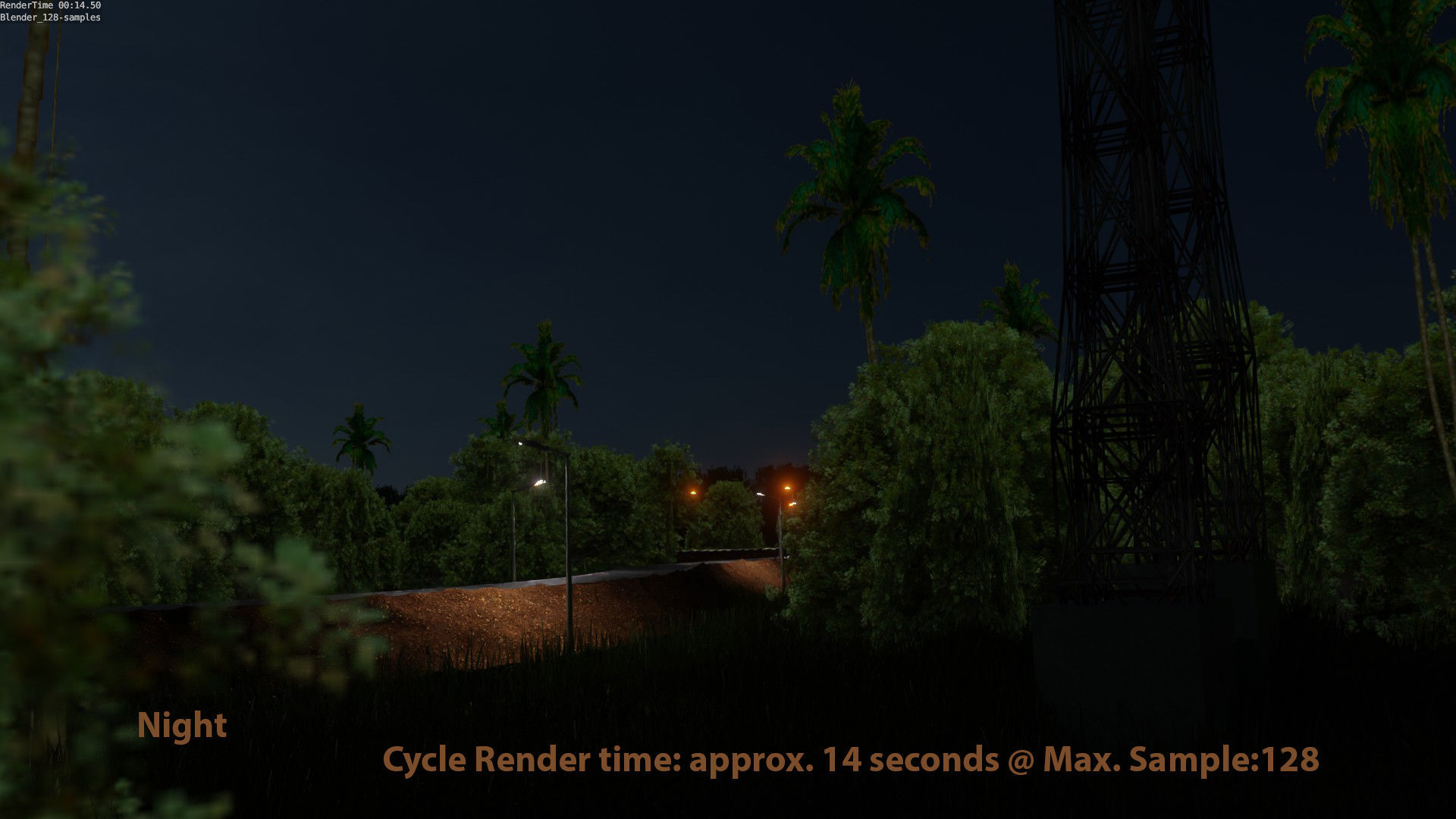 Forest Highway Road with Day-Night Simulation 3D model_11