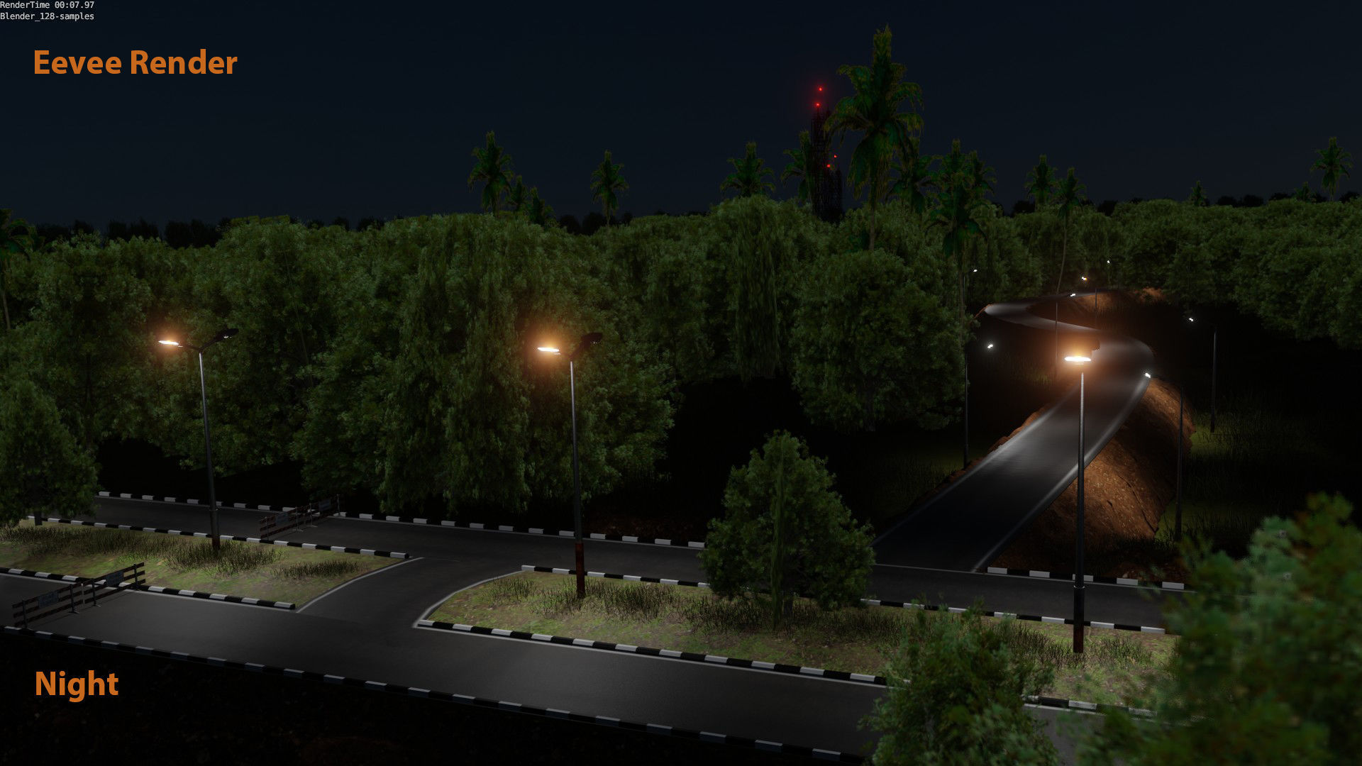 Forest Highway Road with Day-Night Simulation 3D model_17