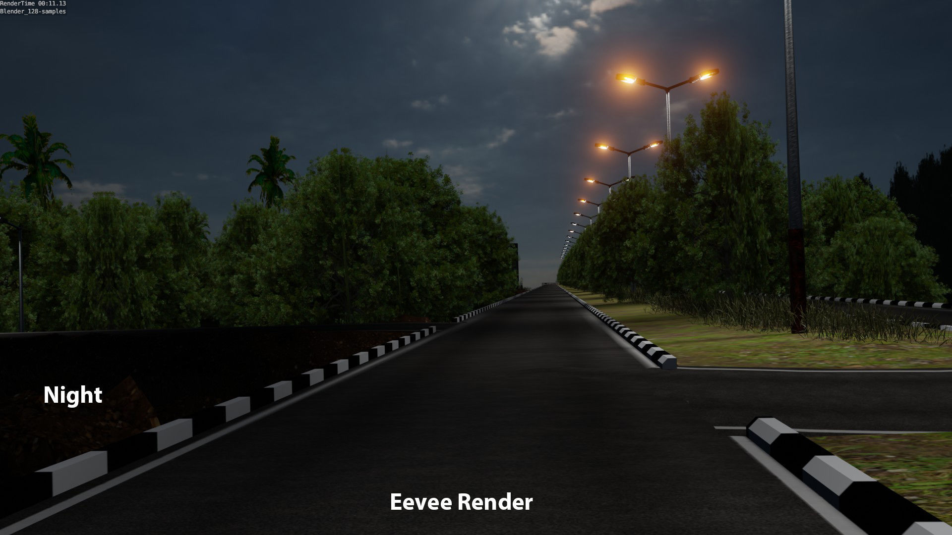 Forest Highway Road with Day-Night Simulation 3D model_15