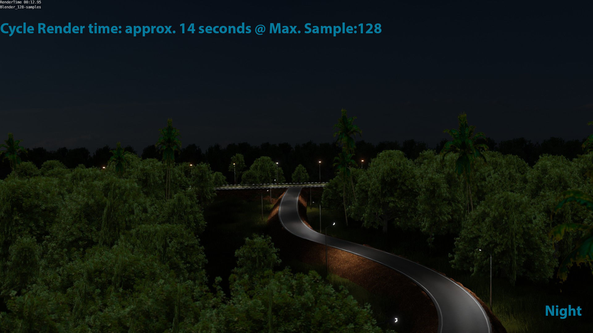 Forest Highway Road with Day-Night Simulation 3D model_1