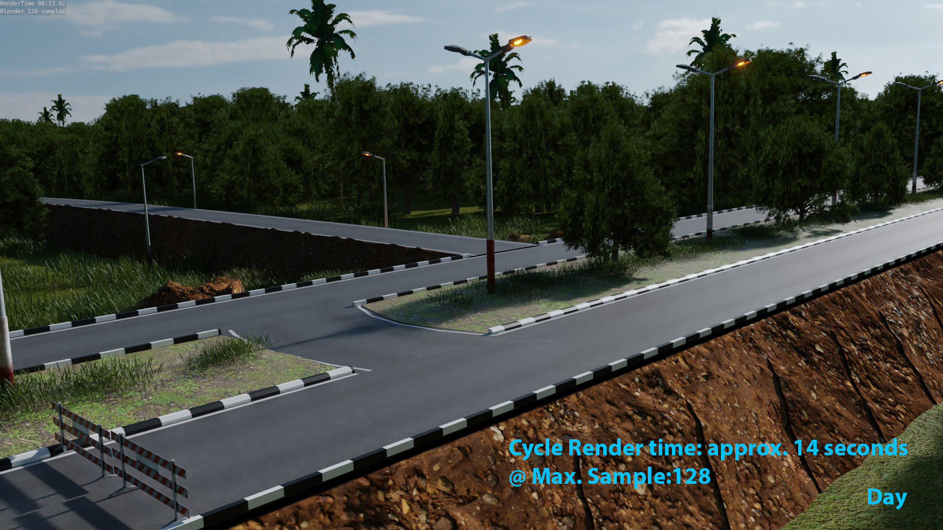 Forest Highway Road with Day-Night Simulation 3D model_2