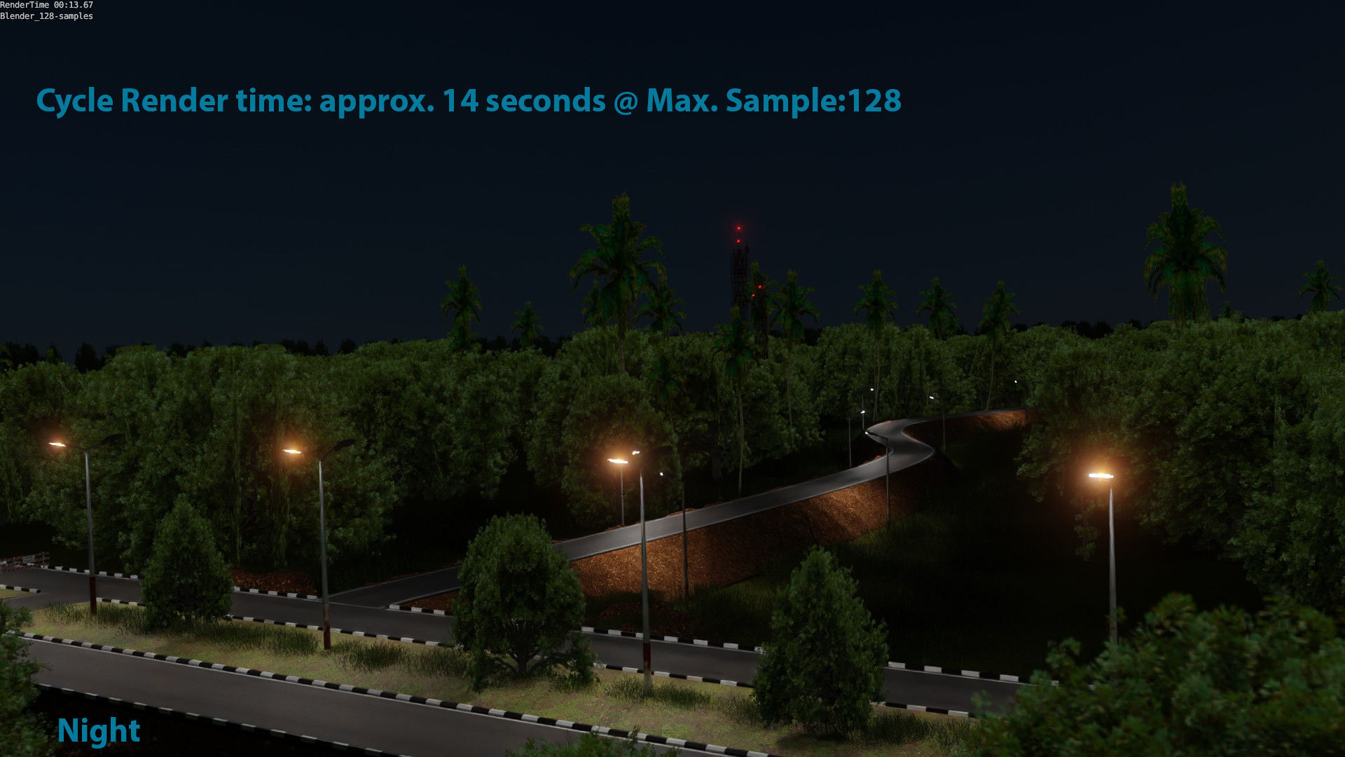 Forest Highway Road with Day-Night Simulation 3D model_5