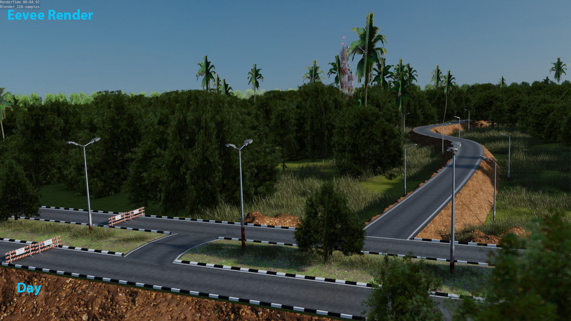 Forest Highway Road with Day-Night Simulation 3D model_16
