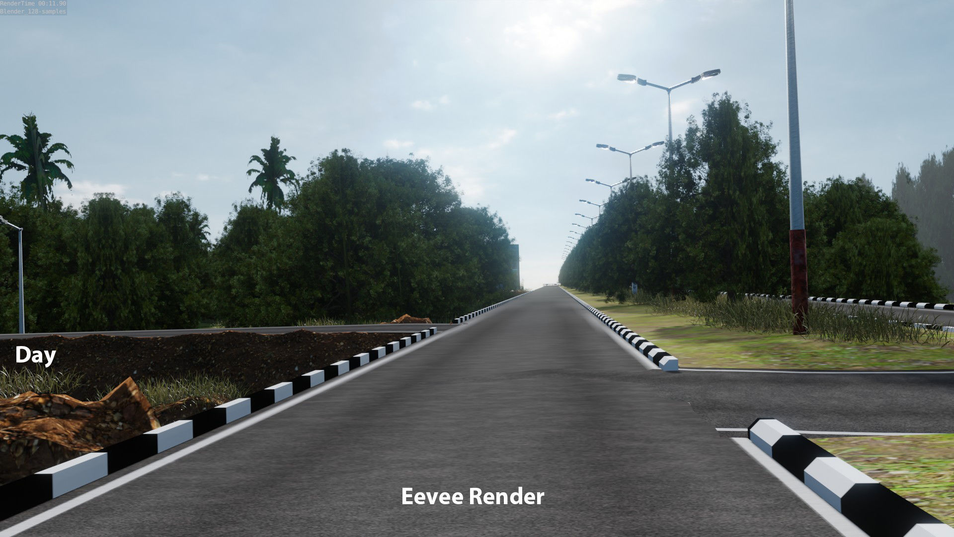 Forest Highway Road with Day-Night Simulation 3D model_14