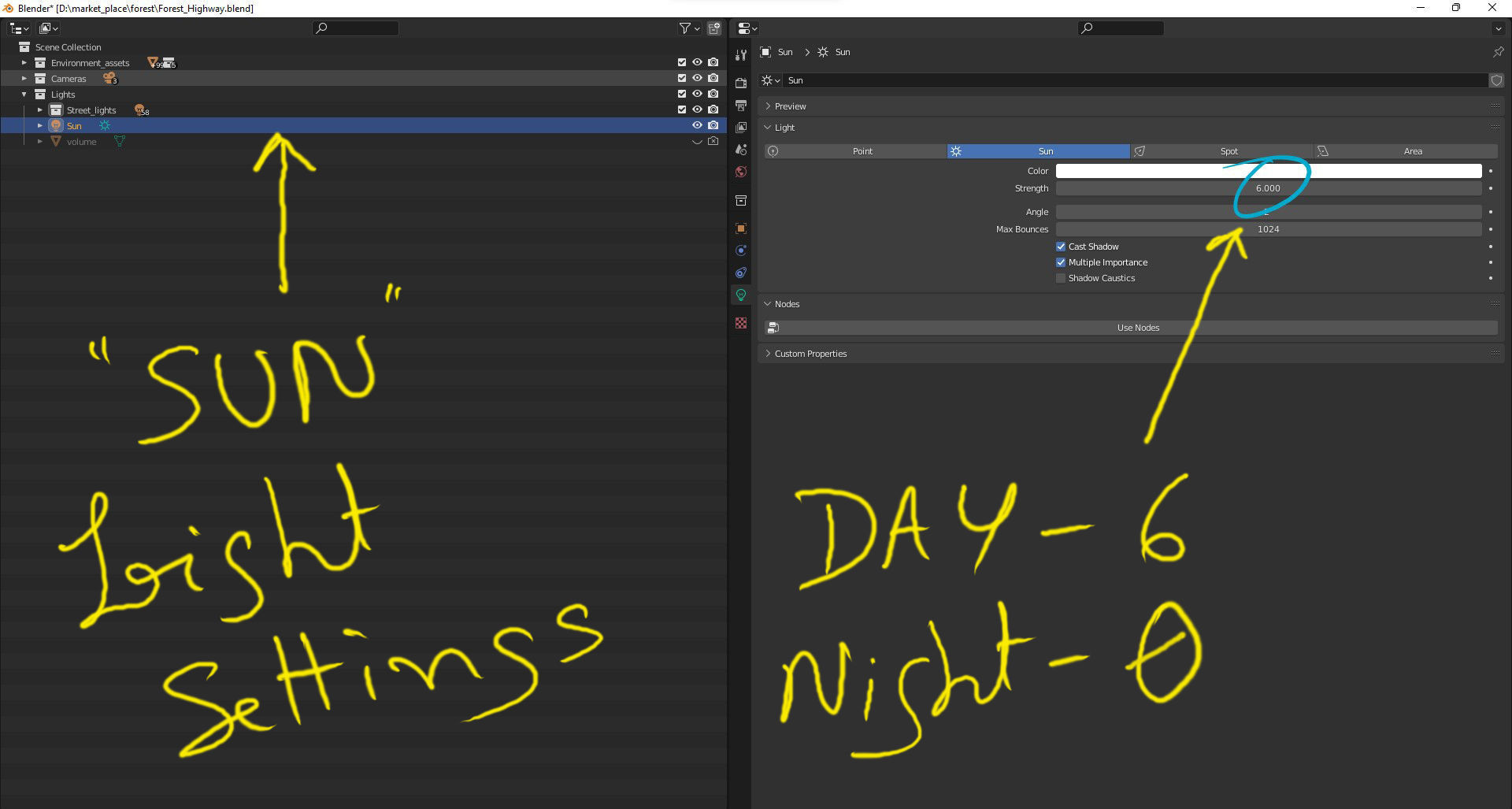Forest Highway Road with Day-Night Simulation 3D model_23
