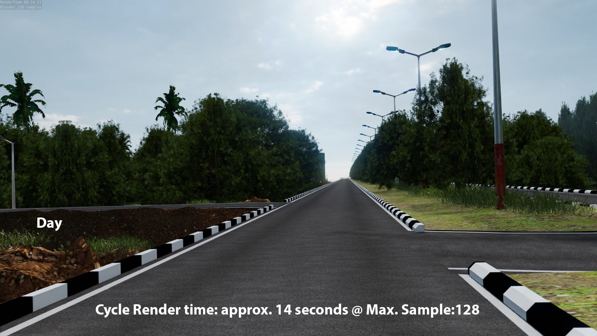Forest Highway Road with Day-Night Simulation 3D model_12