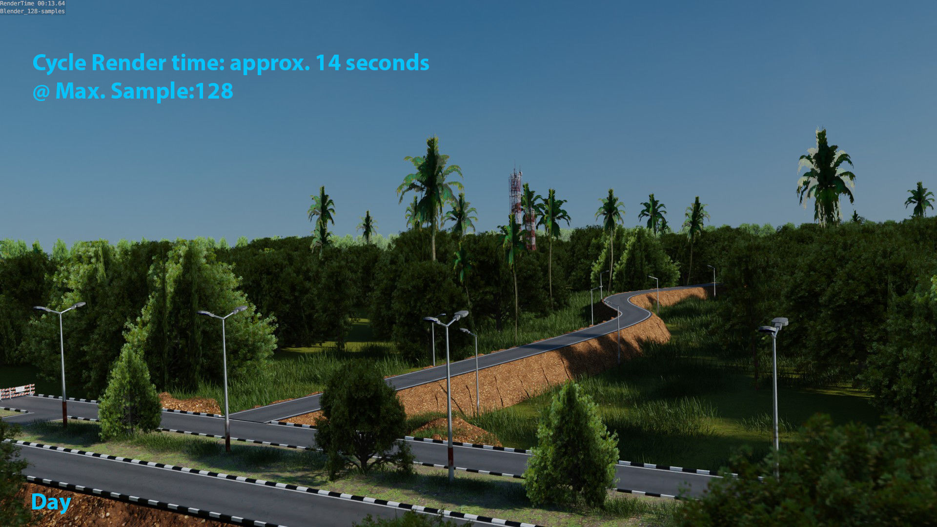 Forest Highway Road with Day-Night Simulation 3D model_4