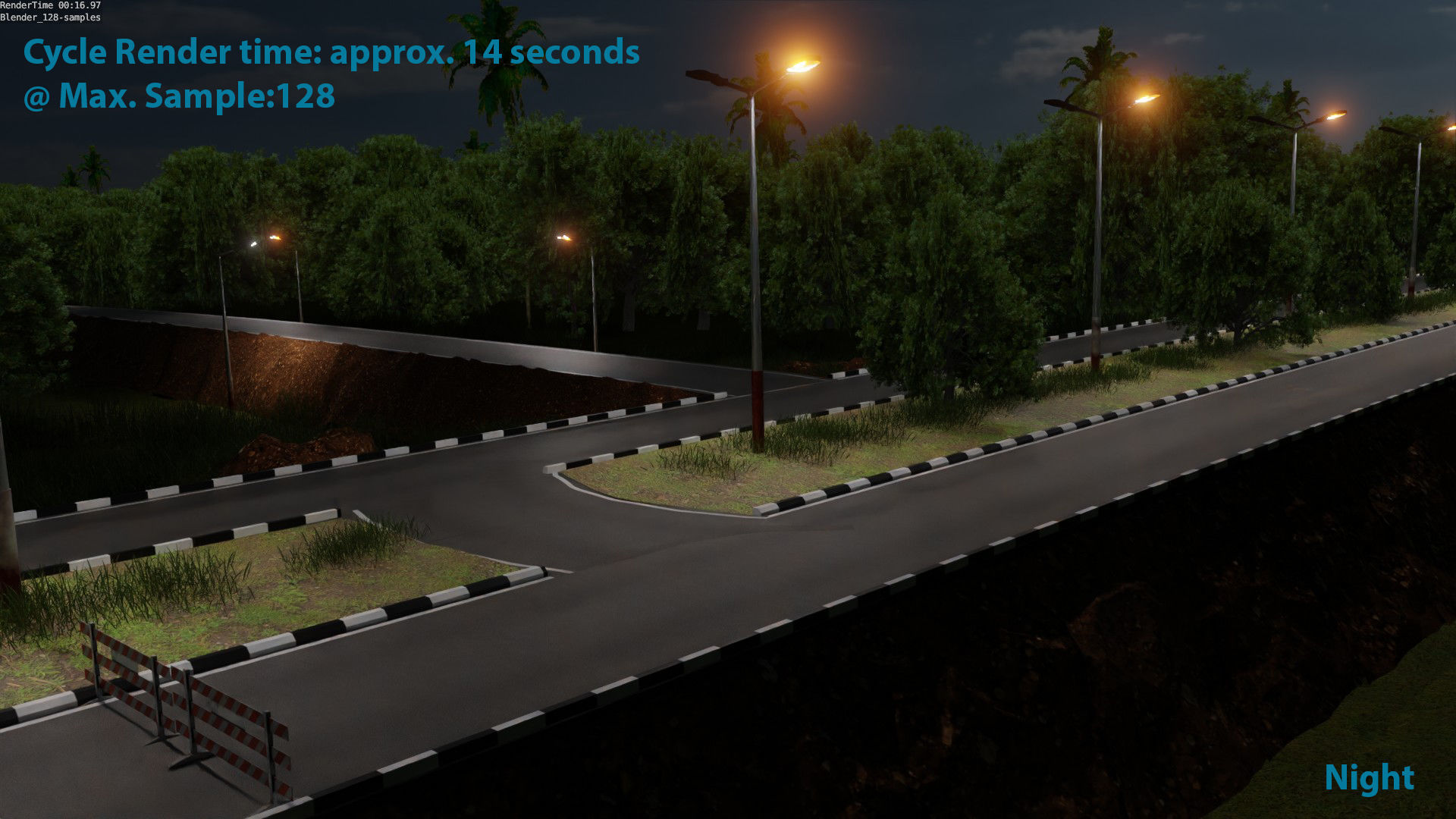 Forest Highway Road with Day-Night Simulation 3D model_3