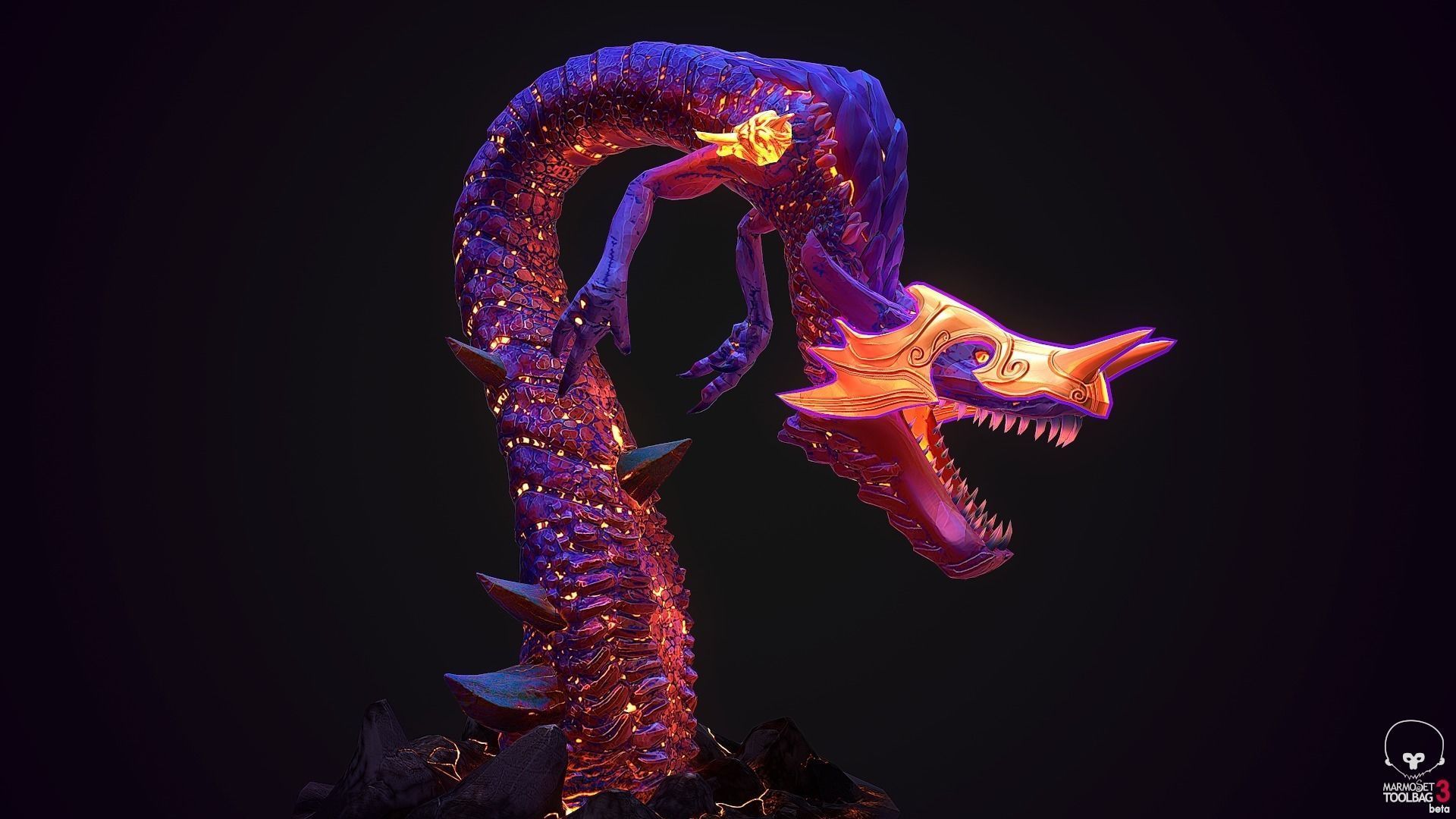 Dragon handpainted game ready Low-poly 3D model_0