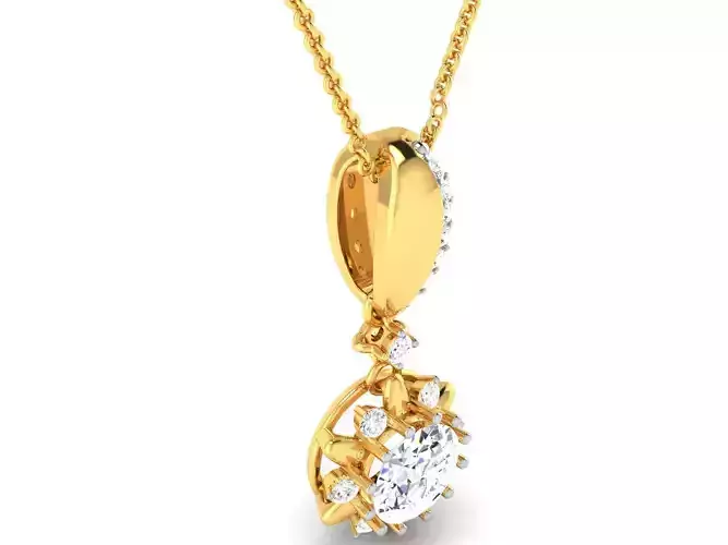 Women solitaire pendant 3dm render details 