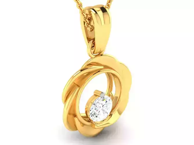 Women round solitaire pendant 3dm render details 