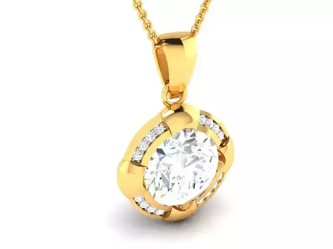 Women solitaire pendant 3dm render details 