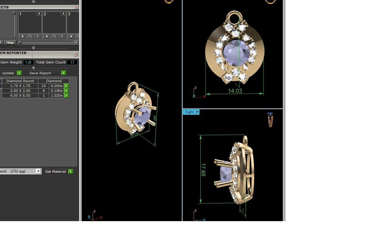 Women solitaire pendant 3dm render details  3D print model_24