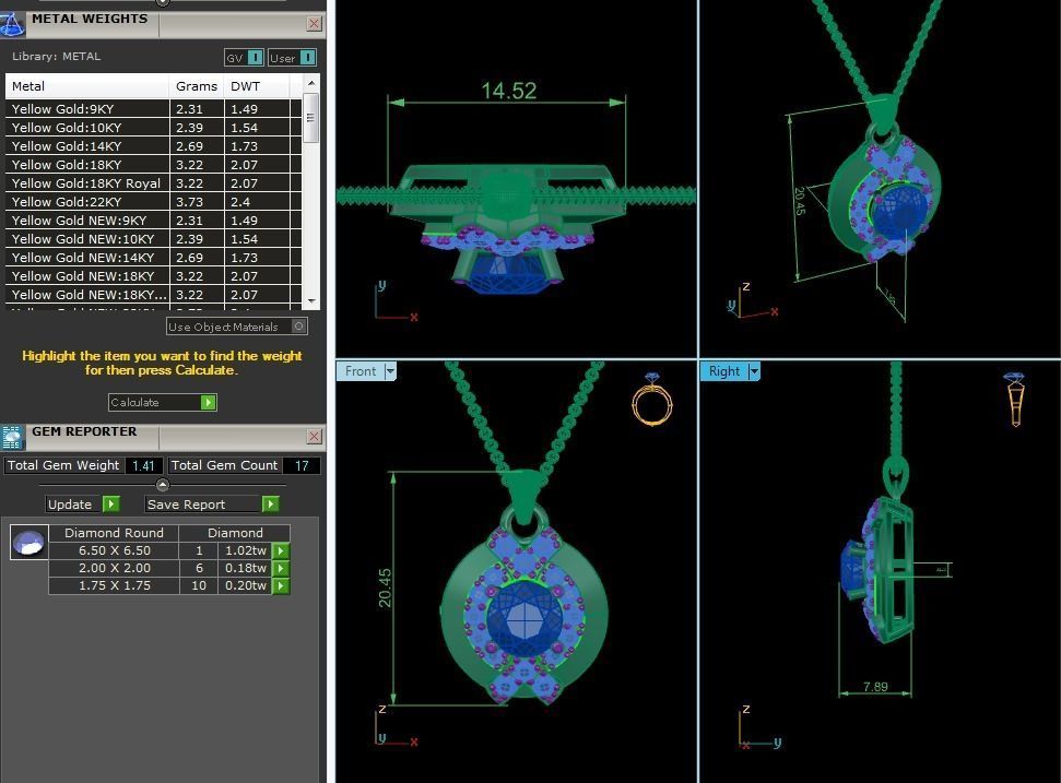 Women solitaire pendant 3dm render details  3D print model_13