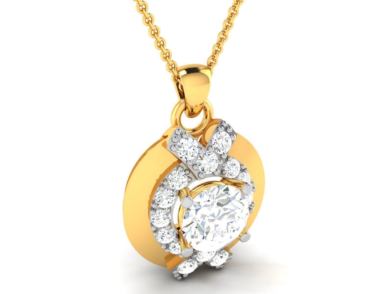 Women solitaire pendant 3dm render details  3D print model_19