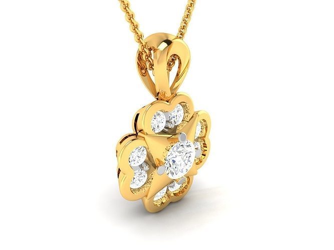 Women flower solitaire pendant 3dm render details  3D print model