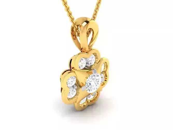 Women flower solitaire pendant 3dm render details 