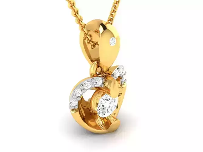 Solitaire heart shape women pendant 3dm  render details 