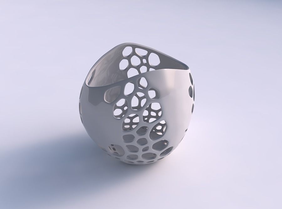 Bowl compressed 3 with organic lattice and solid centers 3D print model_0