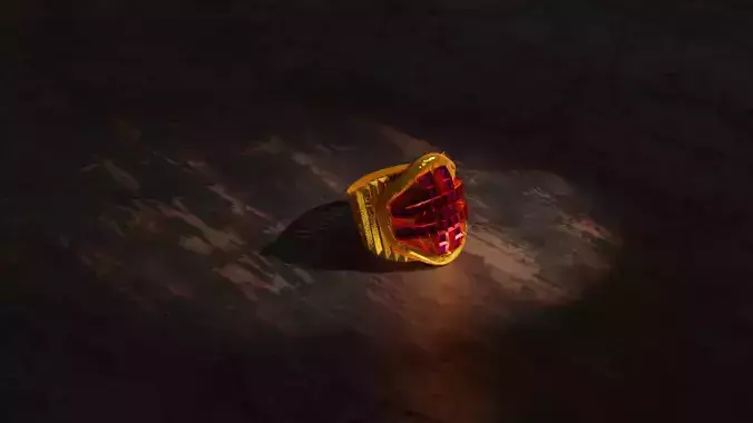 Ring gold with purple gem