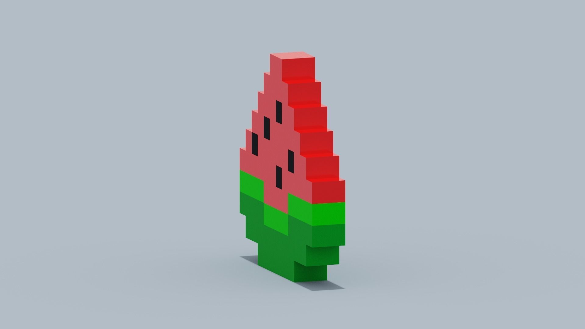 Voxel Watermelon Low-poly 3D model_7
