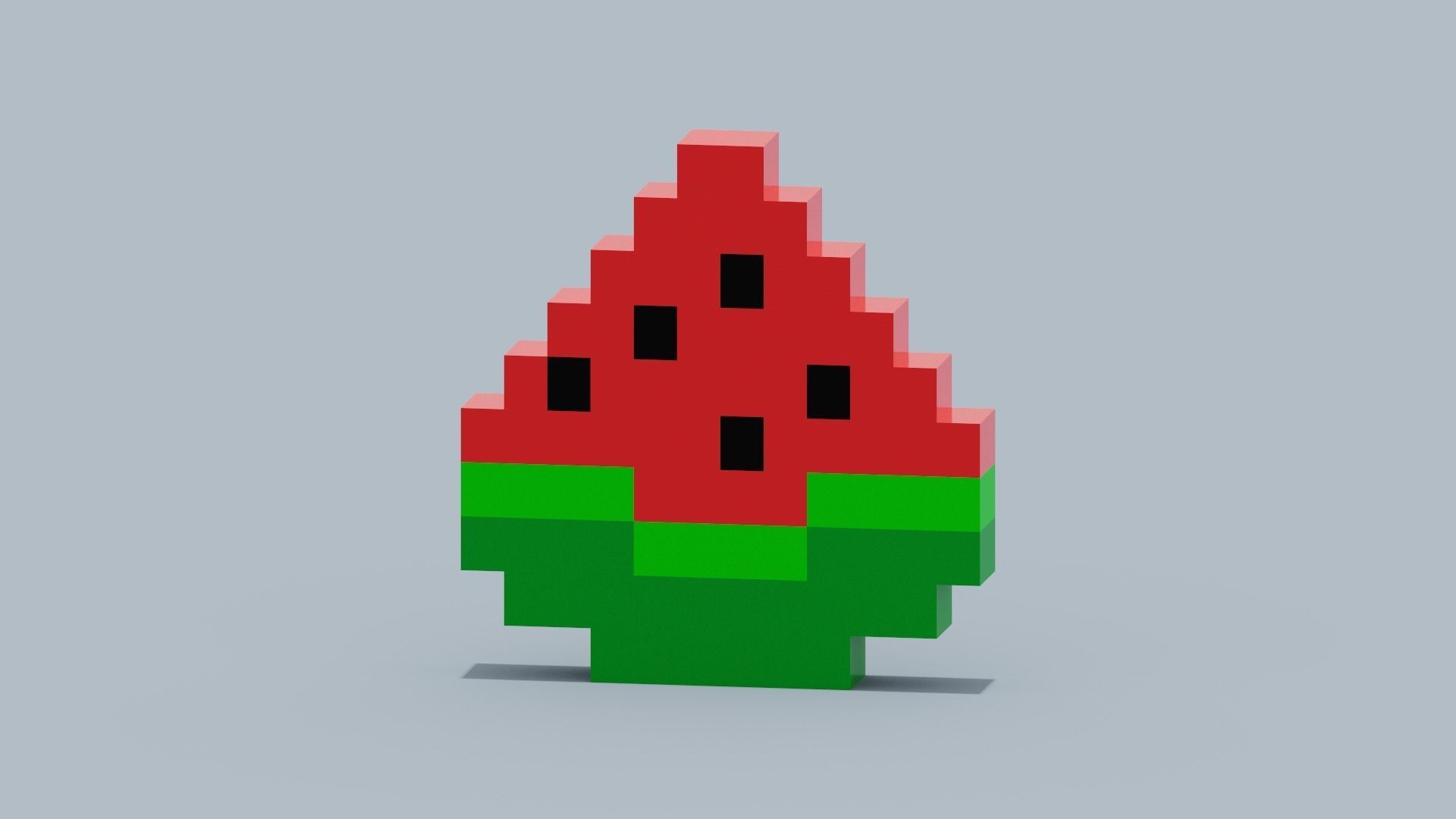 Voxel Watermelon Low-poly 3D model_3