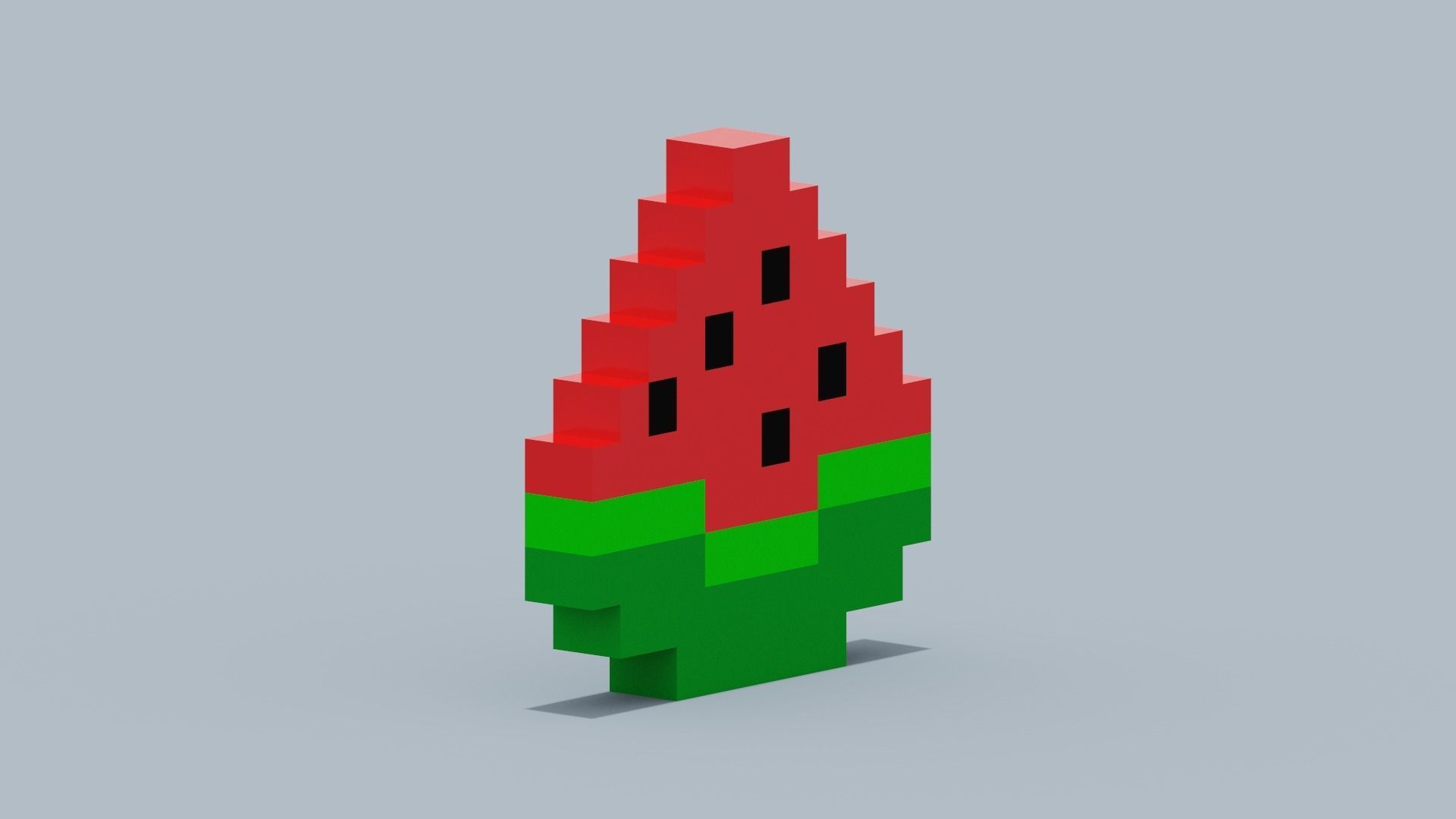 Voxel Watermelon Low-poly 3D model_5