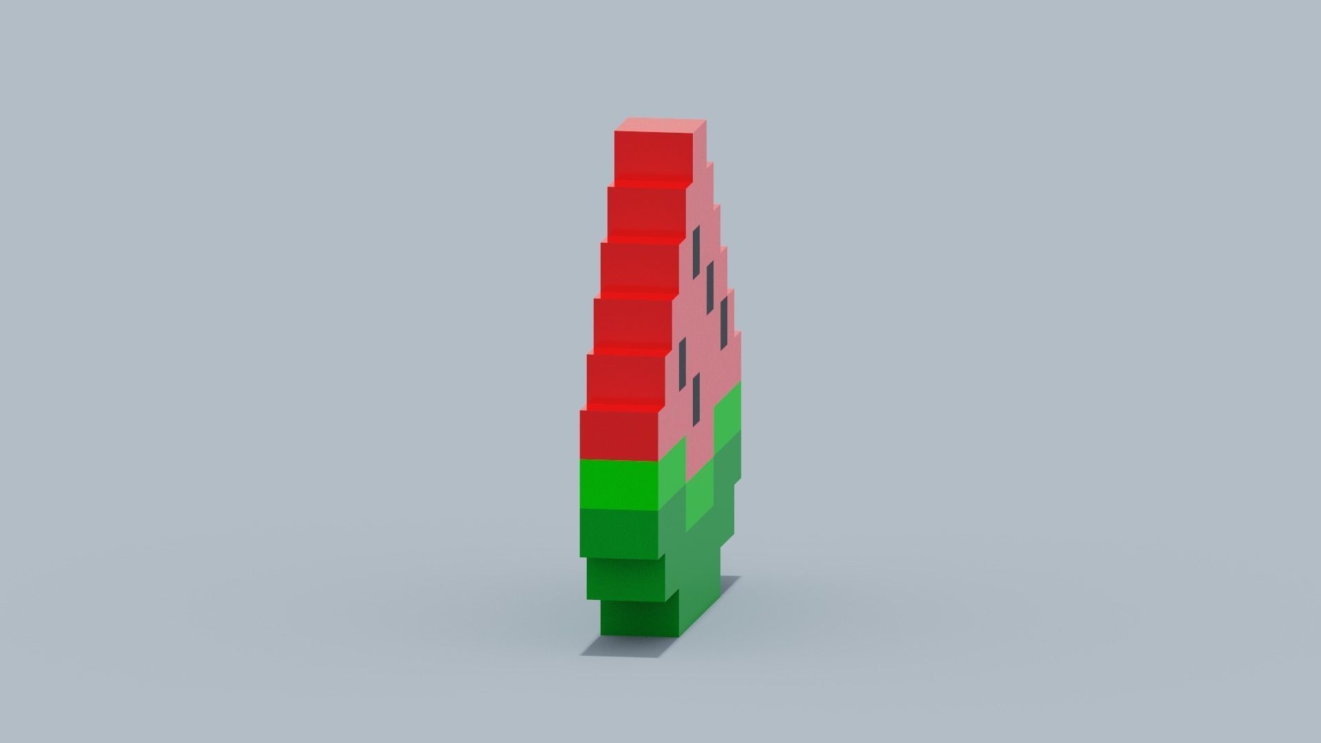 Voxel Watermelon Low-poly 3D model_2