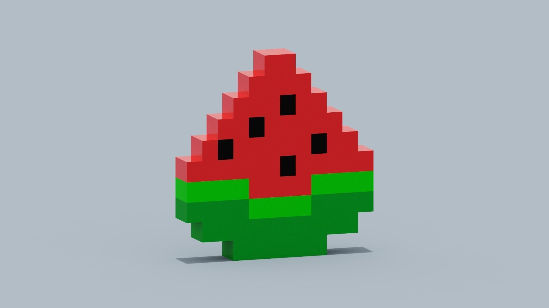 Voxel Watermelon Low-poly 3D model_12