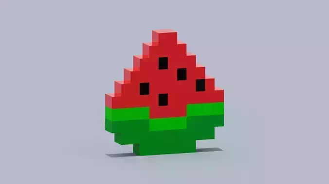 Voxel Watermelon Low-poly 3D model