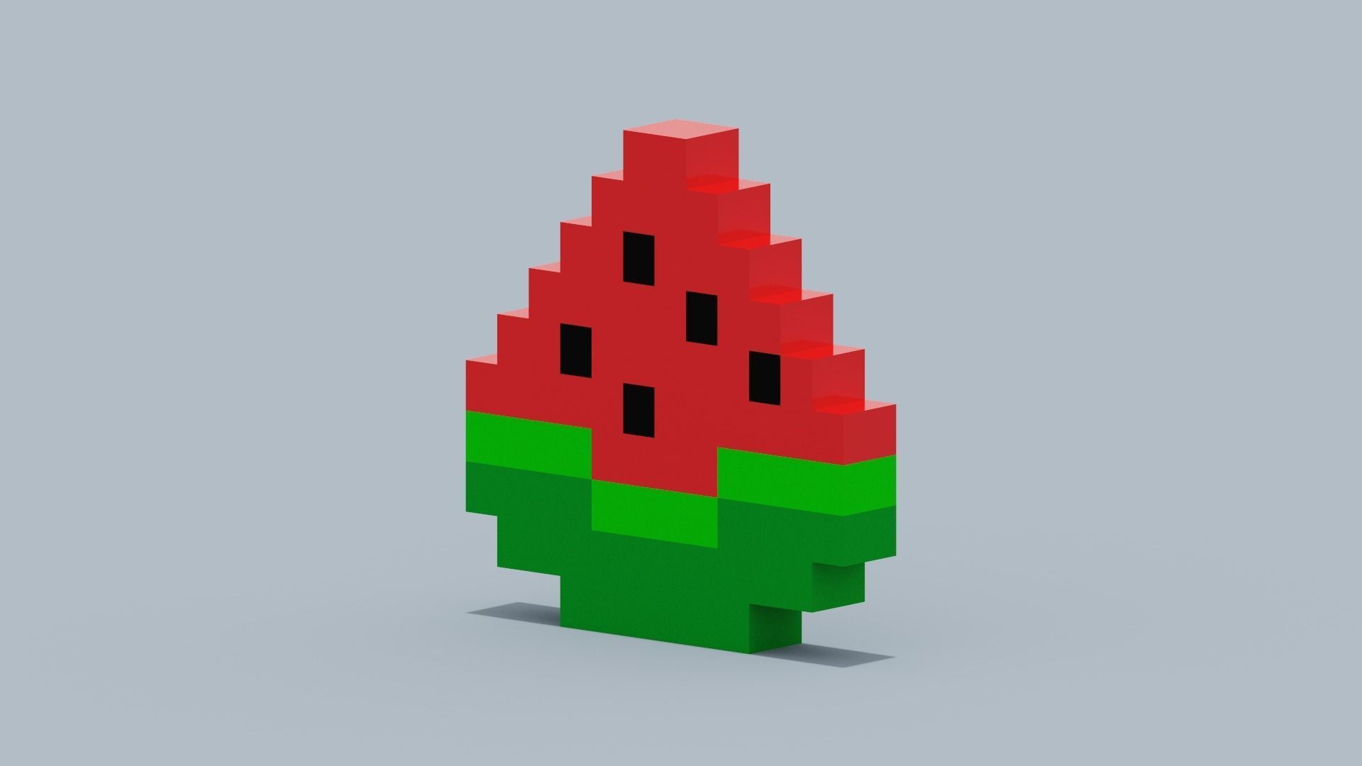 Voxel Watermelon Low-poly 3D model_8