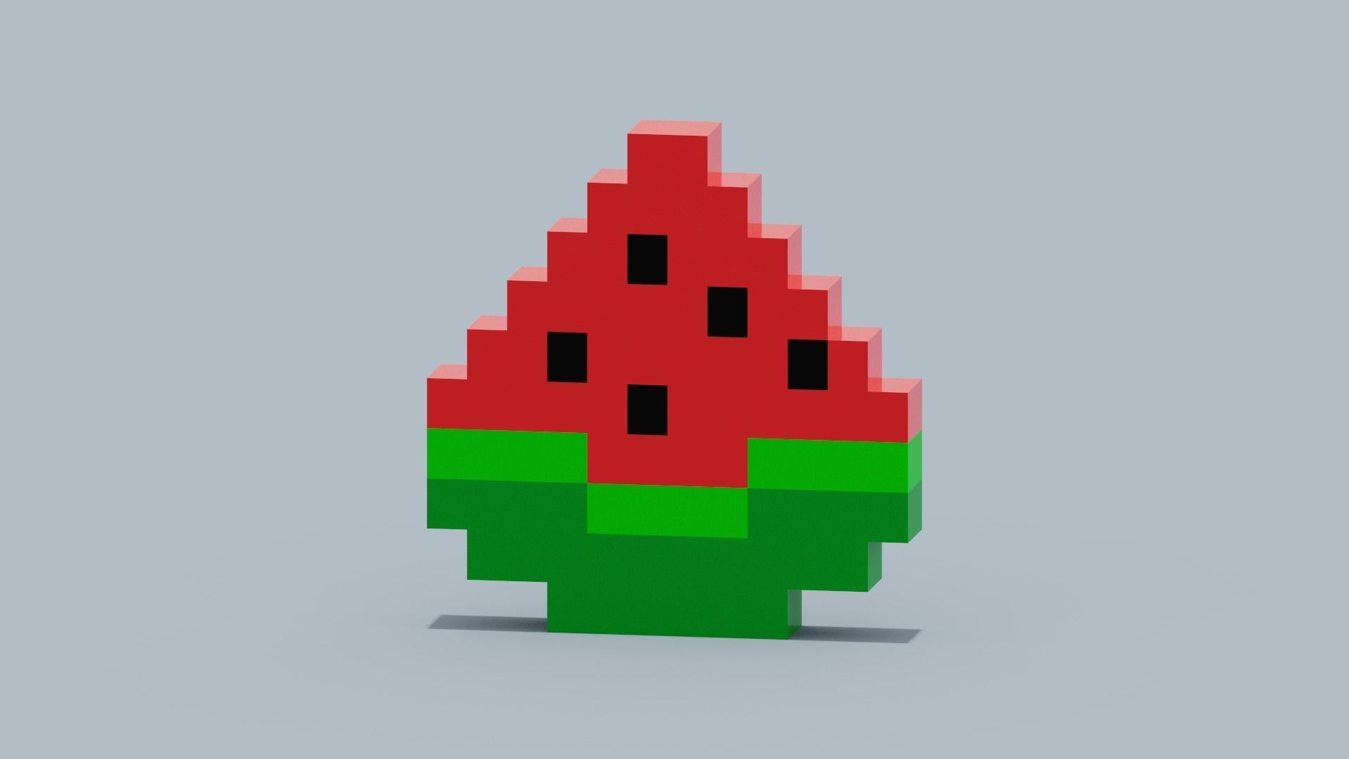 Voxel Watermelon Low-poly 3D model_4