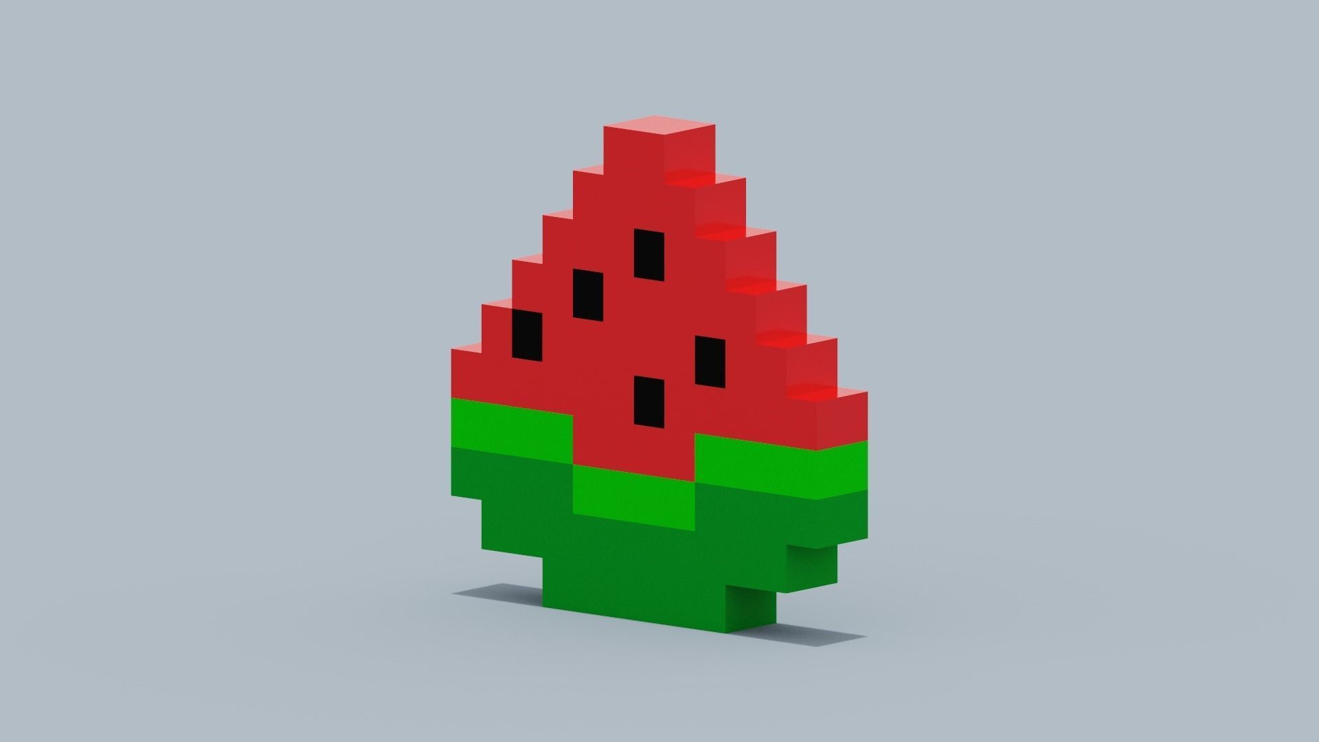 Voxel Watermelon Low-poly 3D model_10