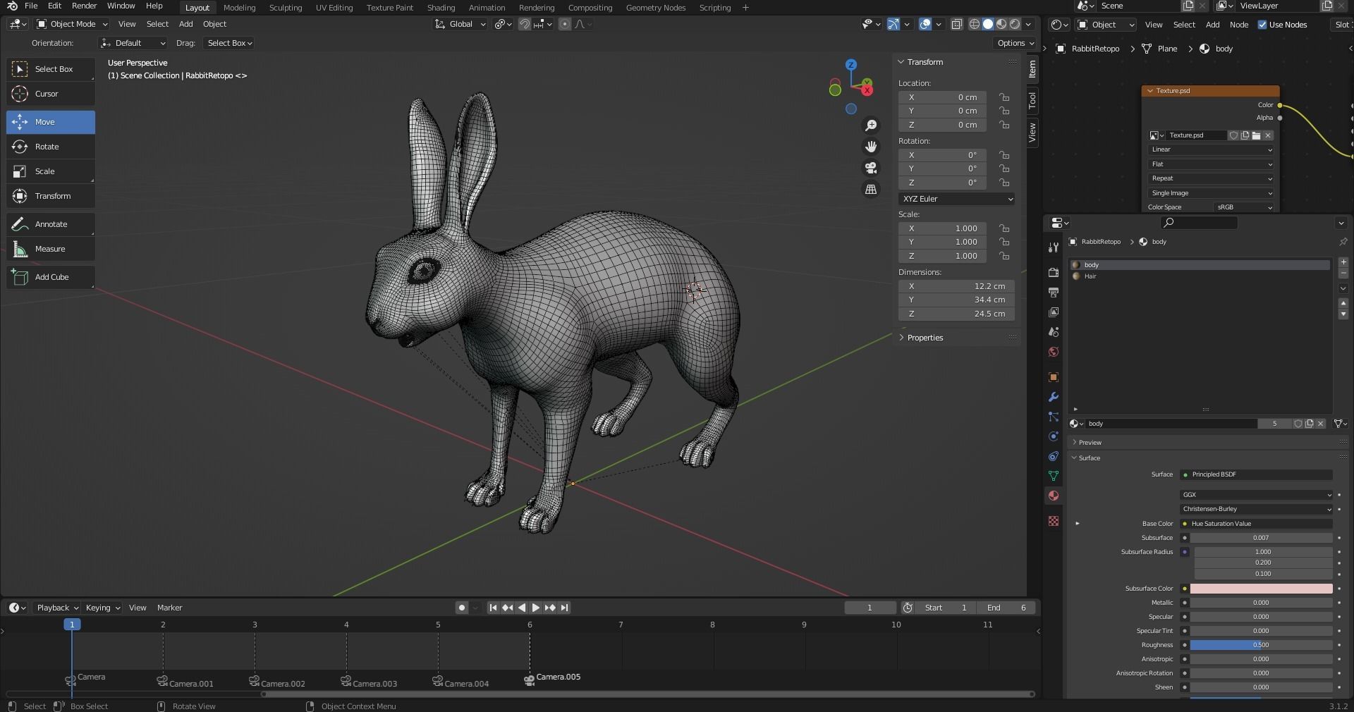 Fur Rabbit Gray V03 Rigged Low-poly 3D model_21