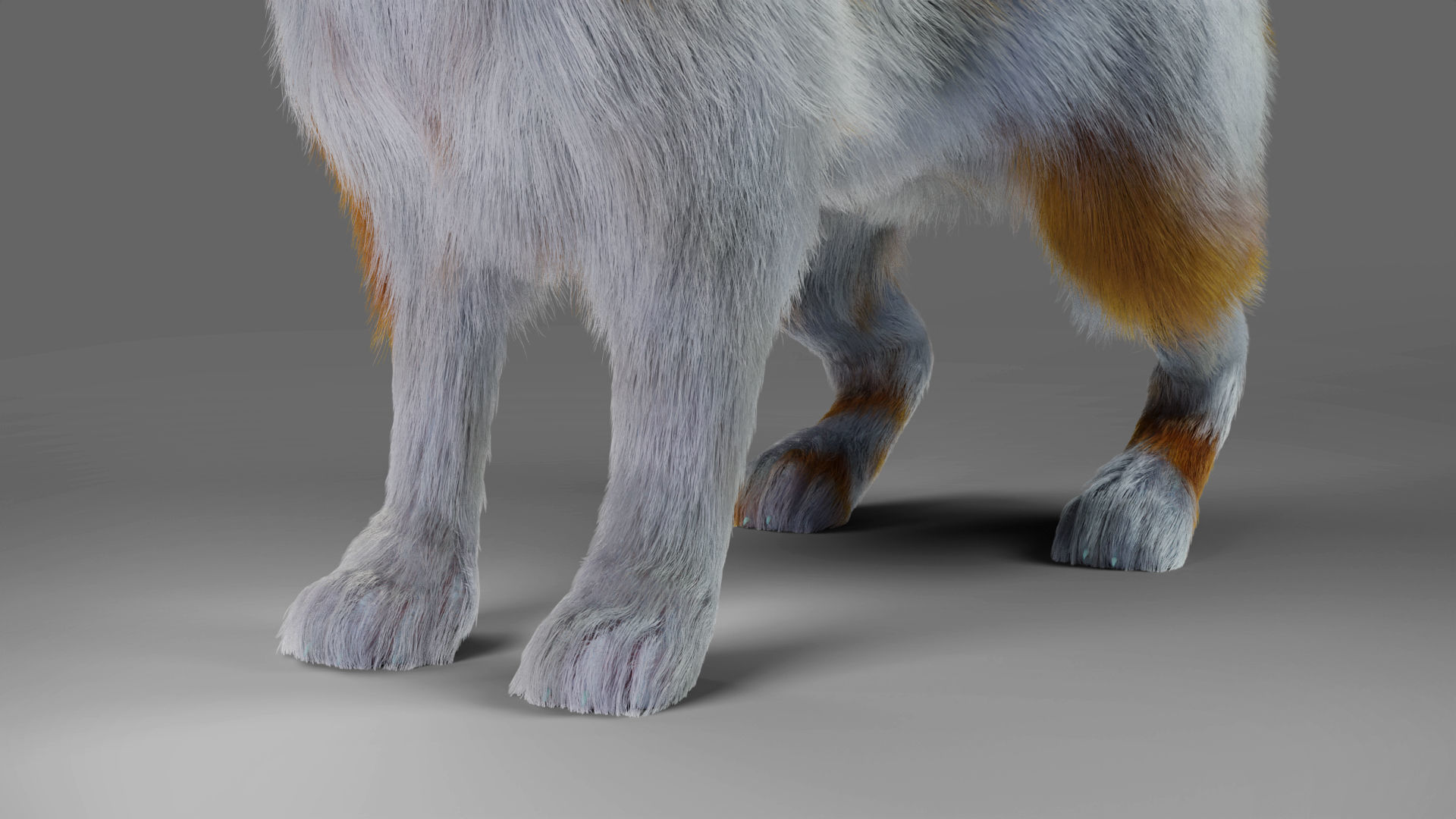 Fur Rabbit Gray V03 Rigged Low-poly 3D model_10